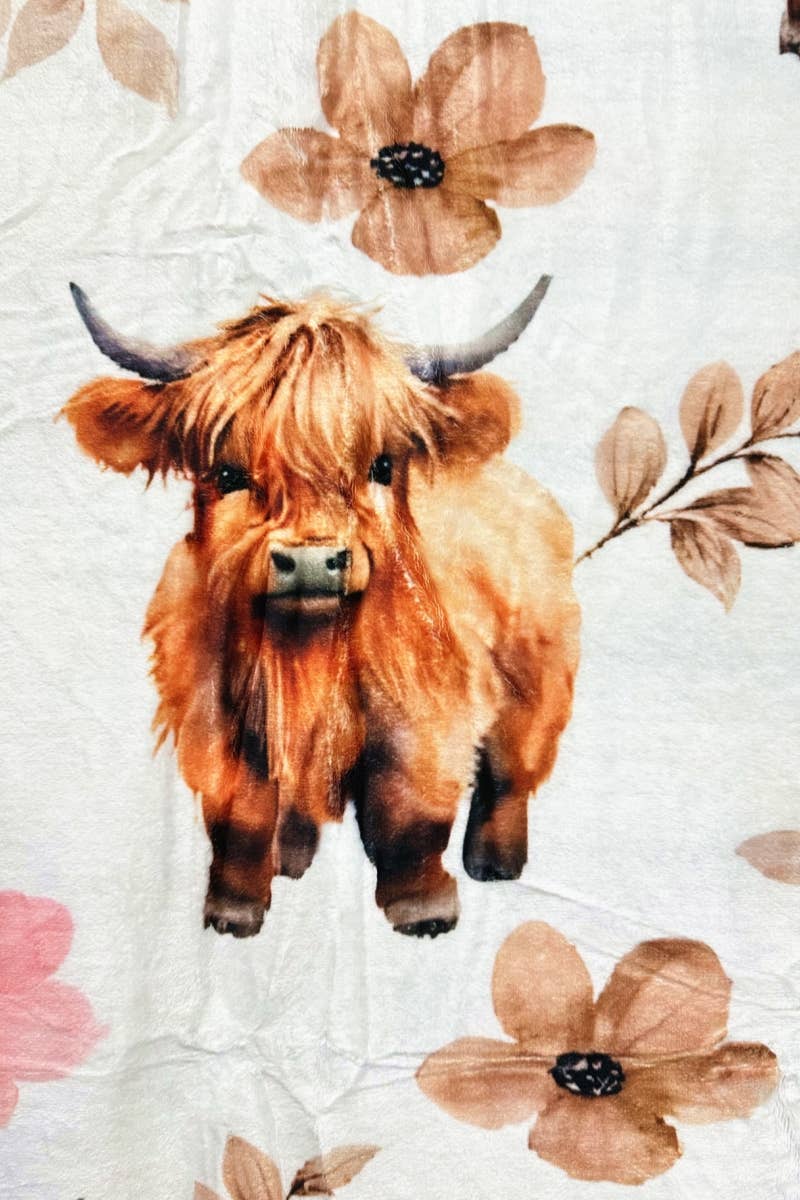 HIGHLAND COW PRINT FLANNEL BLANKET