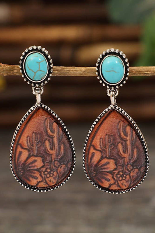 Brown Ethic Water Drop Earrings