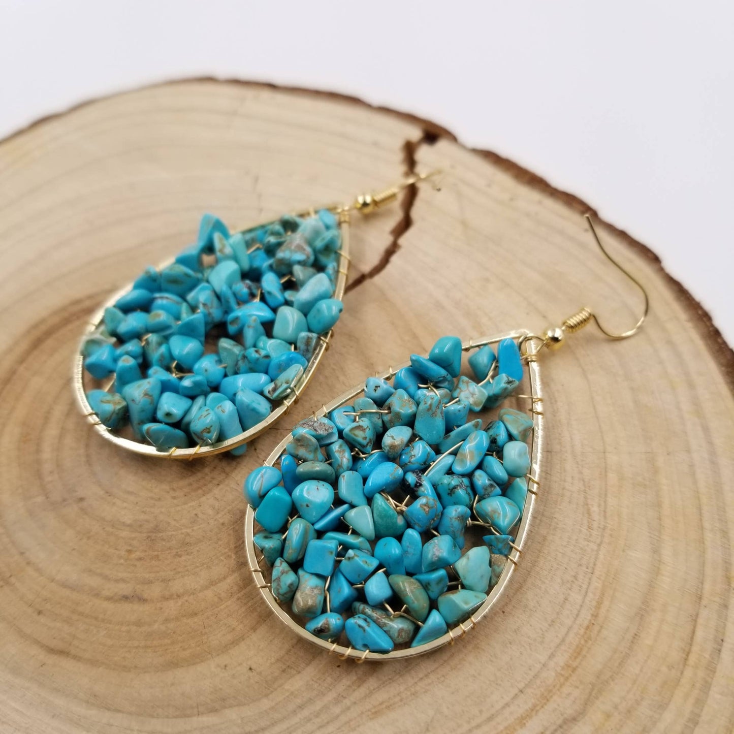 Handmade Crushed Turquoise Earring