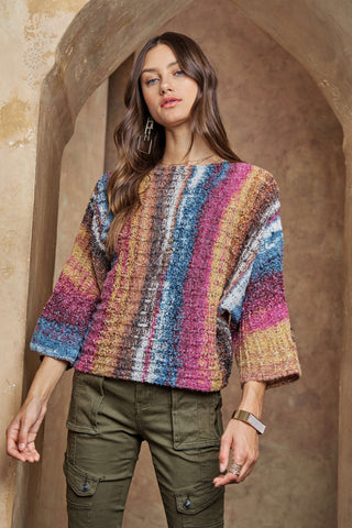 CLEARANCE - MULTI COLOR SWEATER TOP