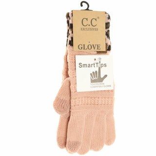Solid Cable Knit Leopard Cuff CC Gloves G80