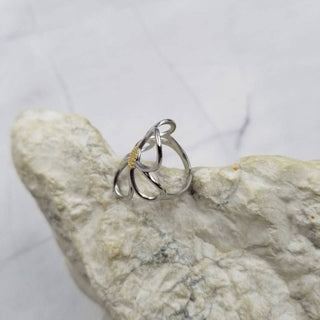 Stainless Steel Large Floral Ring - Adjustable