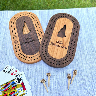 US States Mini Travel Cribbage Board Set with Custom Pegs