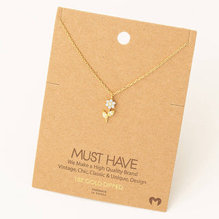 Rhinestone Flower Charm Necklace