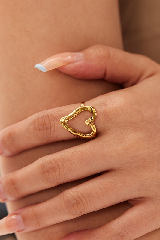 Gold Plated Heart Shaped Adjustable Finger Ring