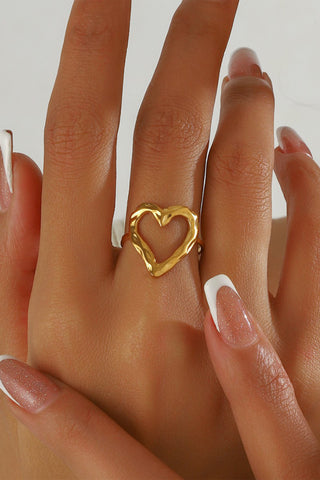 Gold Plated Heart Shaped Adjustable Finger Ring