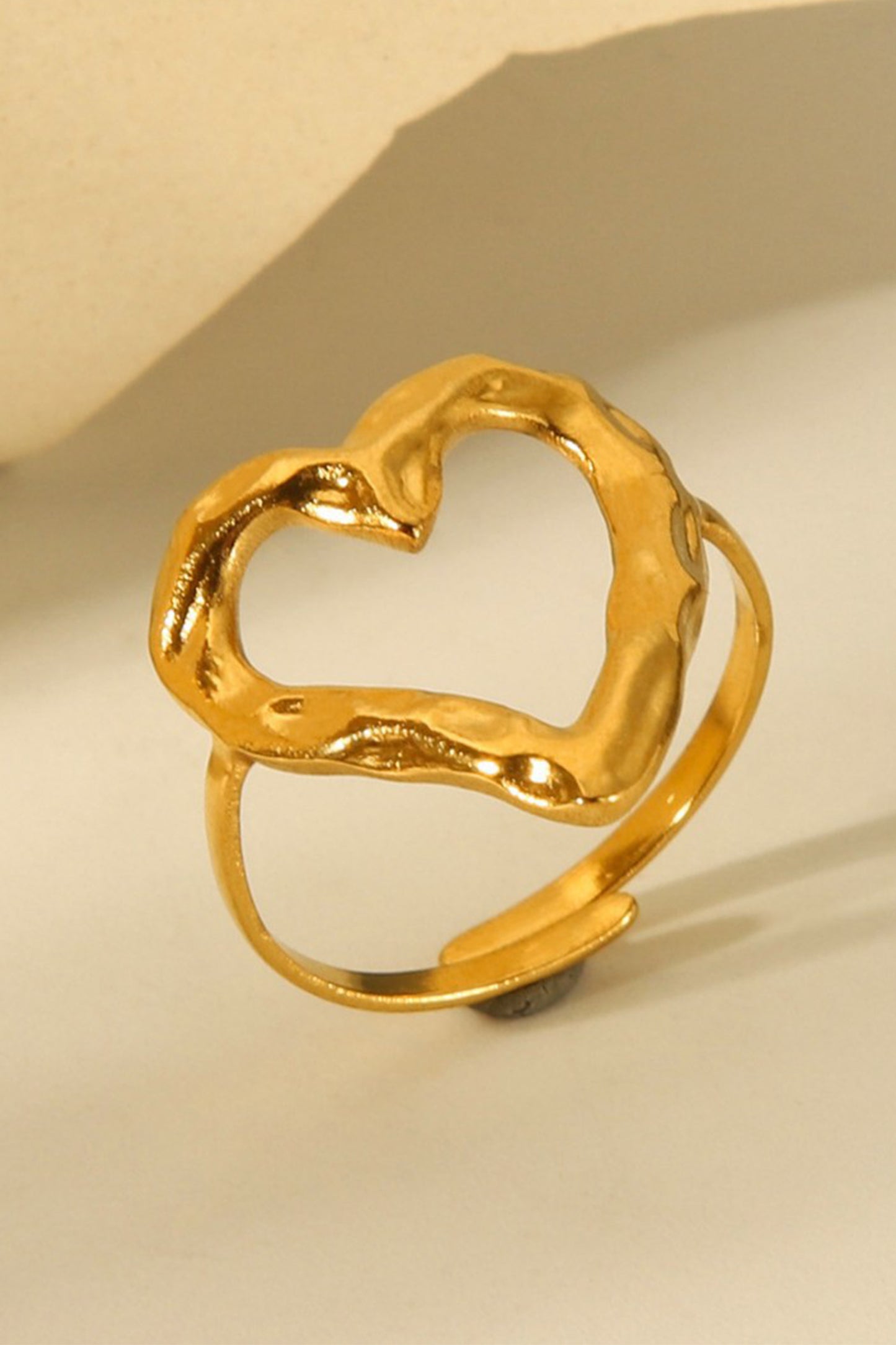 Gold Plated Heart Shaped Adjustable Finger Ring