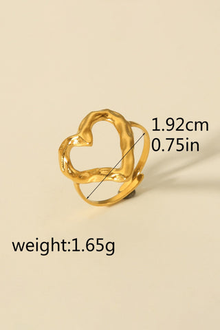 Gold Plated Heart Shaped Adjustable Finger Ring