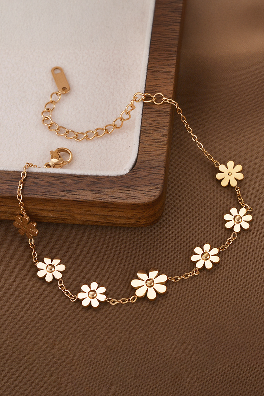 Gold Daisy Plated Alloy Adjustable Bracelet