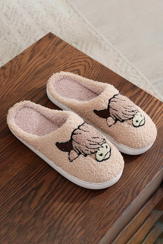 CLEARANCE Parchment Cartoon cow Animal Plush Slippers