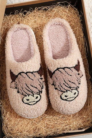 CLEARANCE Parchment Cartoon cow Animal Plush Slippers