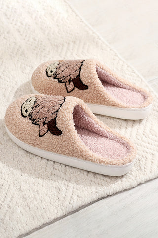 CLEARANCE Parchment Cartoon cow Animal Plush Slippers