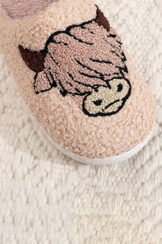 CLEARANCE Parchment Cartoon cow Animal Plush Slippers