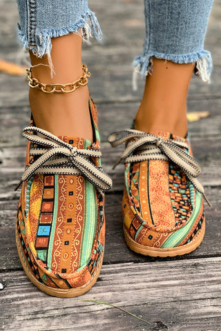 western Lace-up Detail Comfort Loafer Shoes