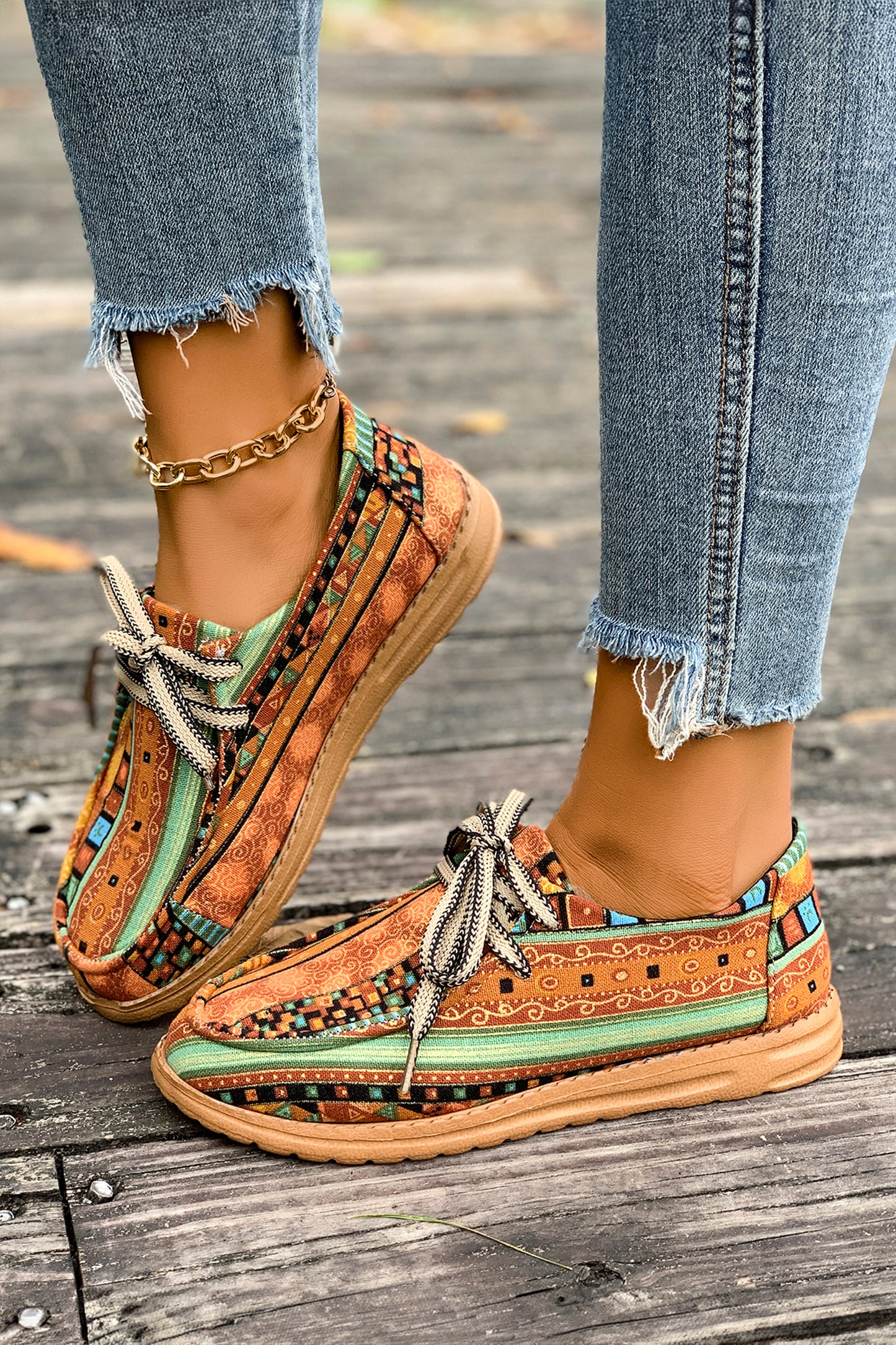 western Lace-up Detail Comfort Loafer Shoes