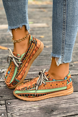 western Lace-up Detail Comfort Loafer Shoes
