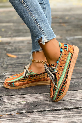 western Lace-up Detail Comfort Loafer Shoes