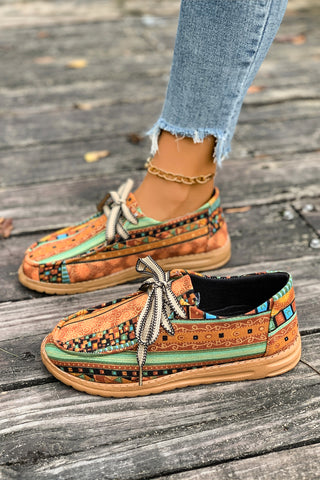 western Lace-up Detail Comfort Loafer Shoes