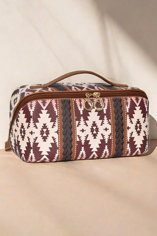 Aztec Print Makeup Bag with Handle
