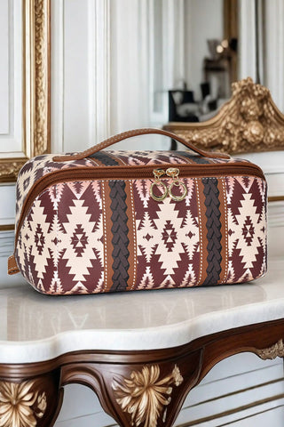 Aztec Print Makeup Bag with Handle