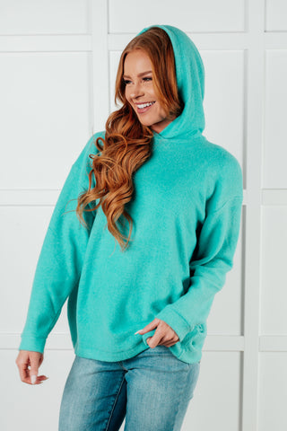 CLEARANCE My Favorite Hooded Pullover in Turquoise