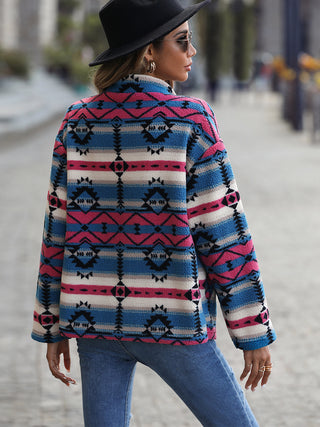 ***CLEARANCE**** Aztec Geometric Button Down Dropped Shoulder Jacket