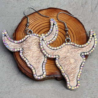 Rhinestone steer head Earrings