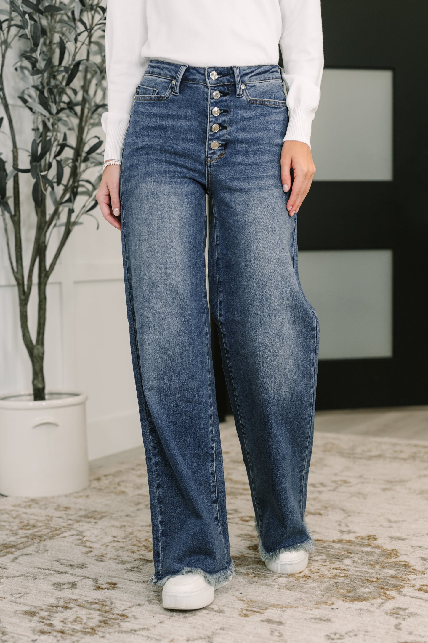 Judy Blue Karla High Waist Column Straight Button-Fly & Back Welt Pkts