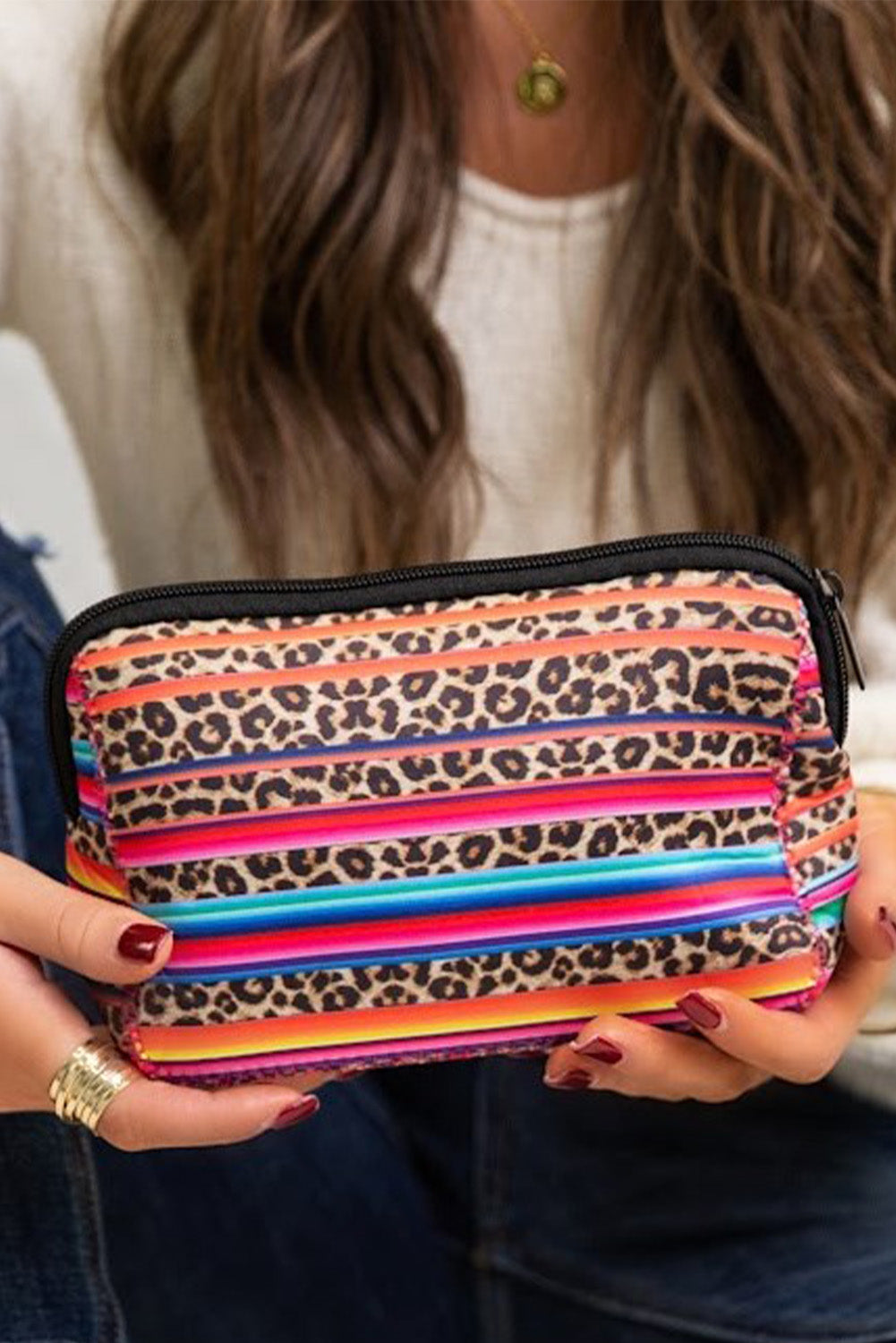 Multicolor Serape Leopard Make up Storage Bag 14*19CM