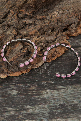 Hoop earrings Pink, Red, Black or Turquoise