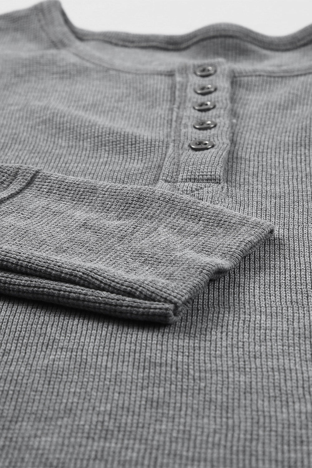 Gray Waffle Knit Henley Top