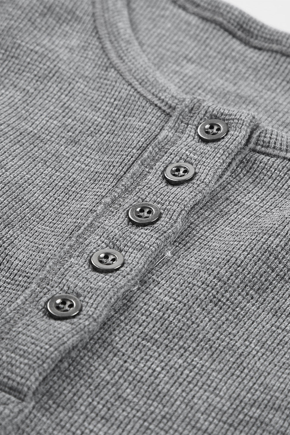 Gray Waffle Knit Henley Top