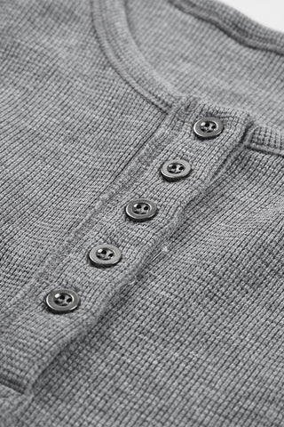 Gray Waffle Knit Henley Top