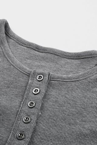 Gray Waffle Knit Henley Top