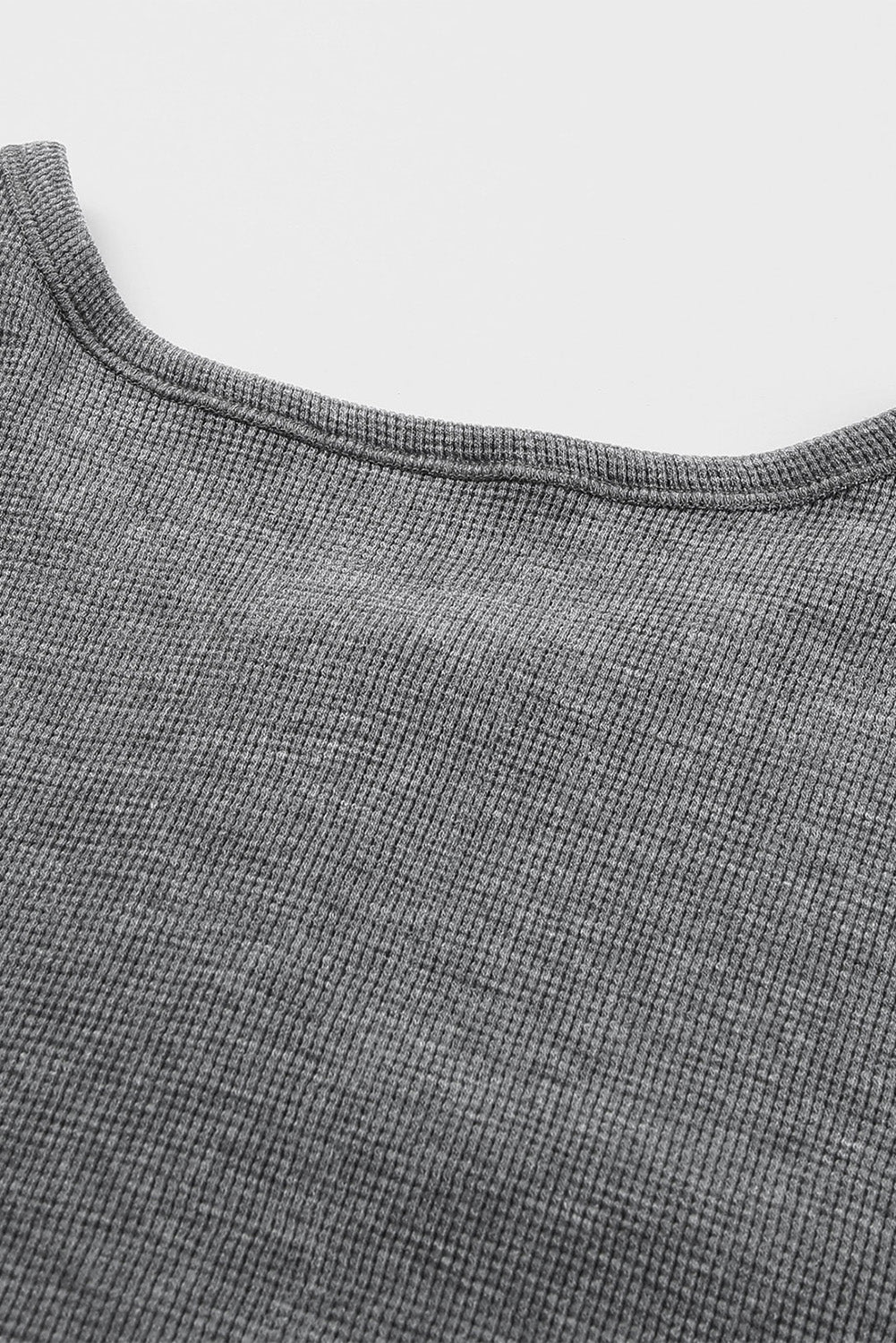 Gray Waffle Knit Henley Top