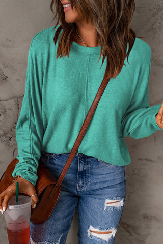 CLEARANCE Green Solid Color Long Sleeve Top