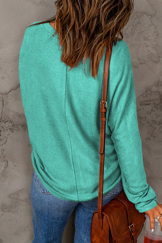 CLEARANCE Green Solid Color Long Sleeve Top