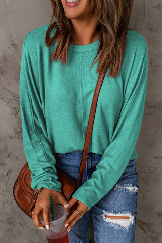 CLEARANCE Green Solid Color Long Sleeve Top