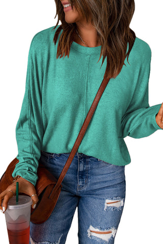 CLEARANCE Green Solid Color Long Sleeve Top