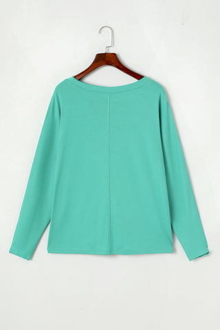 CLEARANCE Green Solid Color Long Sleeve Top