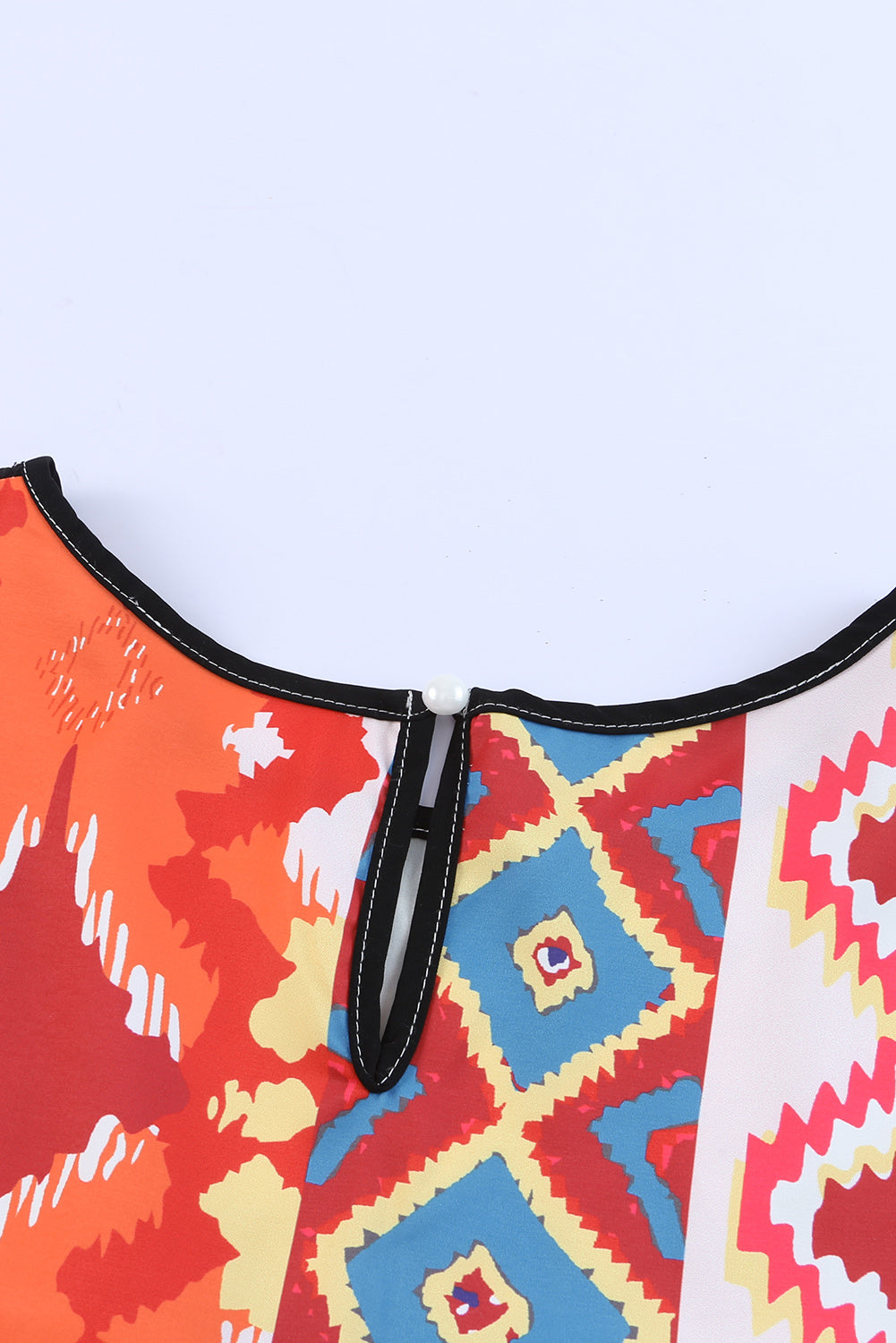 Multicolor Floral Aztec Geometric Cap Sleeve Top