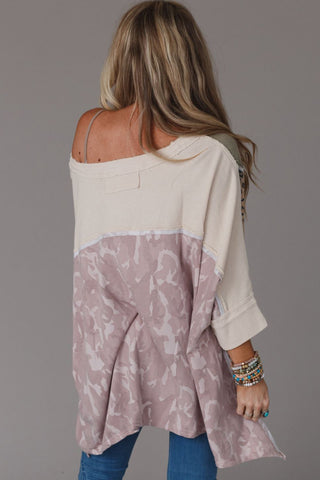 CLEARANCE Exposed Seam Patchwork Oversized Top