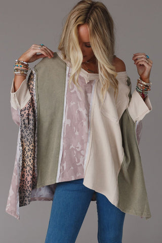 CLEARANCE Exposed Seam Patchwork Oversized Top