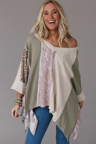 CLEARANCE Exposed Seam Patchwork Oversized Top