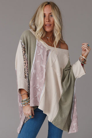 CLEARANCE Exposed Seam Patchwork Oversized Top