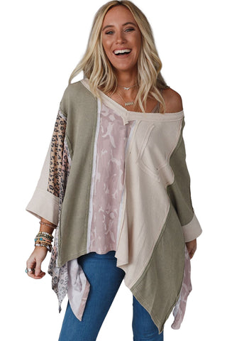 CLEARANCE Exposed Seam Patchwork Oversized Top