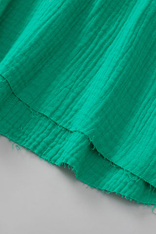 CLEARANCE  Crinkle Bubble Sleeve Color Block Blouse