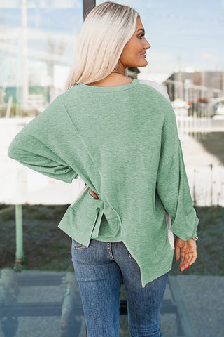 CLEARANCE Colorblock Stitching Irregular Hem Long Sleeve Top