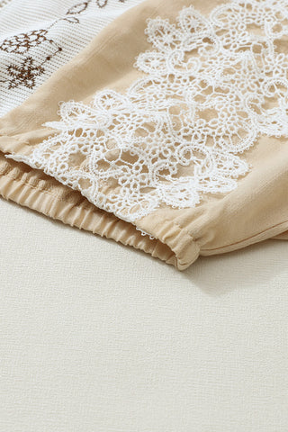 CLEARANCE Lace Crochet Patchwork Slit Sleeve Loose Blouse