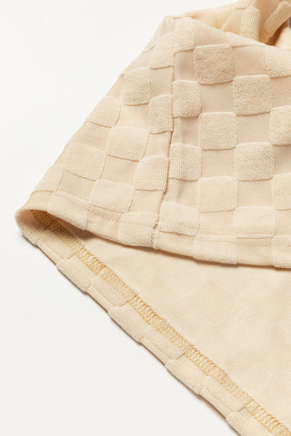CLEARANCE Patchwork Checked Pattern Lantern Sleeve Top